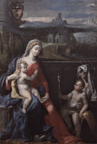 Anonimo — Tisi Benvenuto (Garofalo) - bottega - sec. XVI - Madonna con Bambino, sant'Elisabetta e san Giovannino — insieme